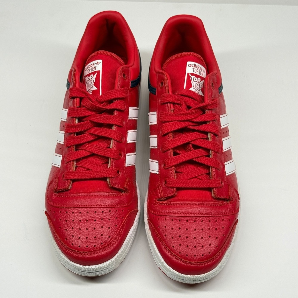 Adidas Top Ten RB Low Sneaker Lace Up Red Leather Casual Comfort Size 10.5 - Picture 2 of 8